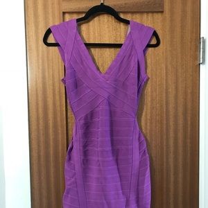 Herve leger purple bandeau dress